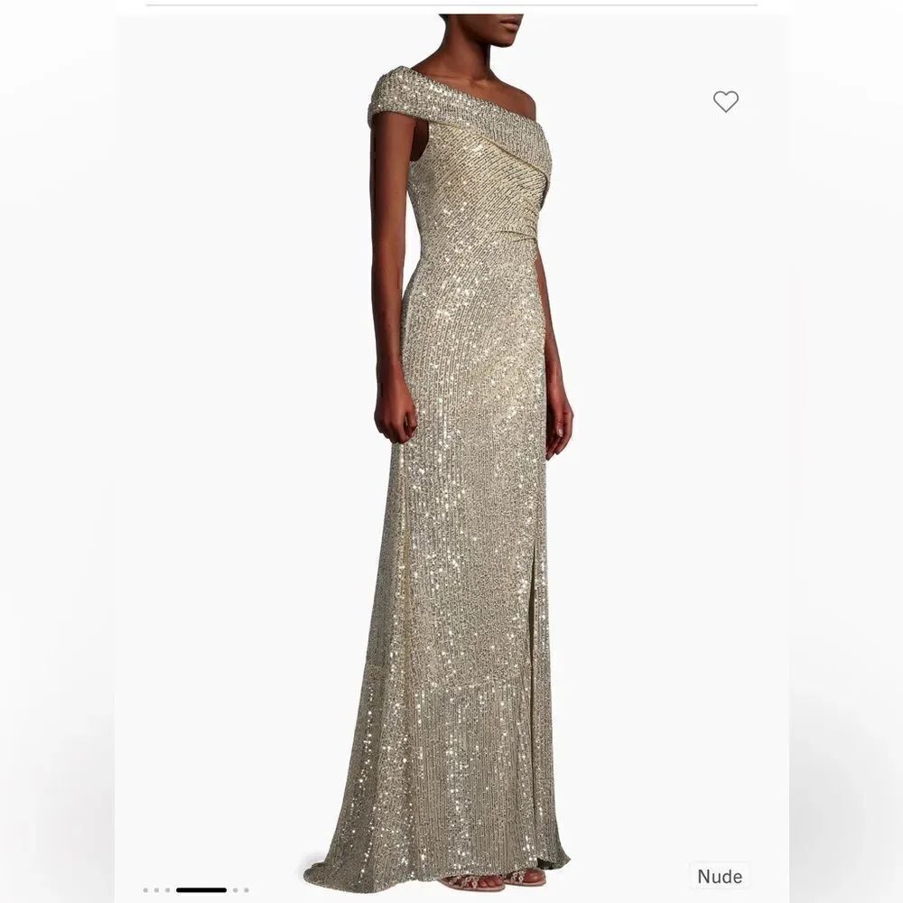 Mac Duggal Asymmetrical Sequined Gown